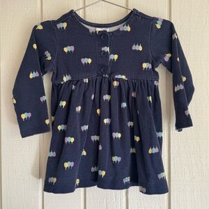 Hanna Andersson 2T 85 cm Navy Cotton Dress with Colorful print long sleeves warm